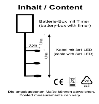 3x1 LED mit Batteriebox für Innen/Außen